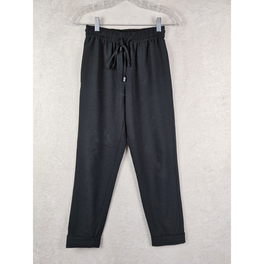 Emporio Armani Women's Drawstring Cuffed Pull On Pants Black Size 36/ US 2